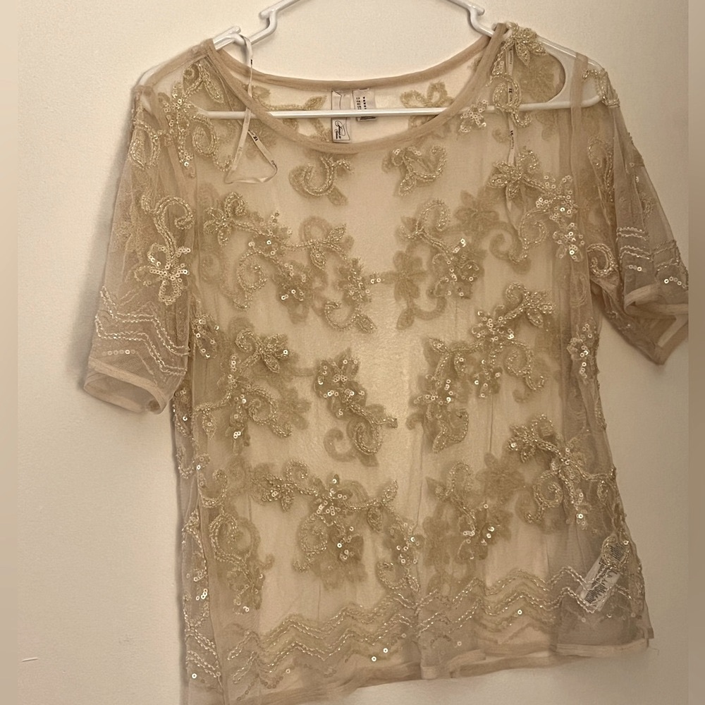 Sheer embellished Beaded top